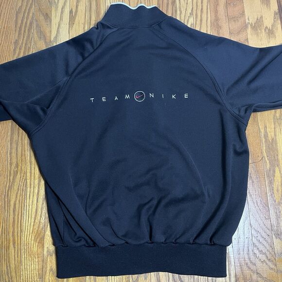 VTG Y2K Nike Track “Team Nike” Spellout Jacket Full Zip Men's Black Size Medium - Picture 3 of 8